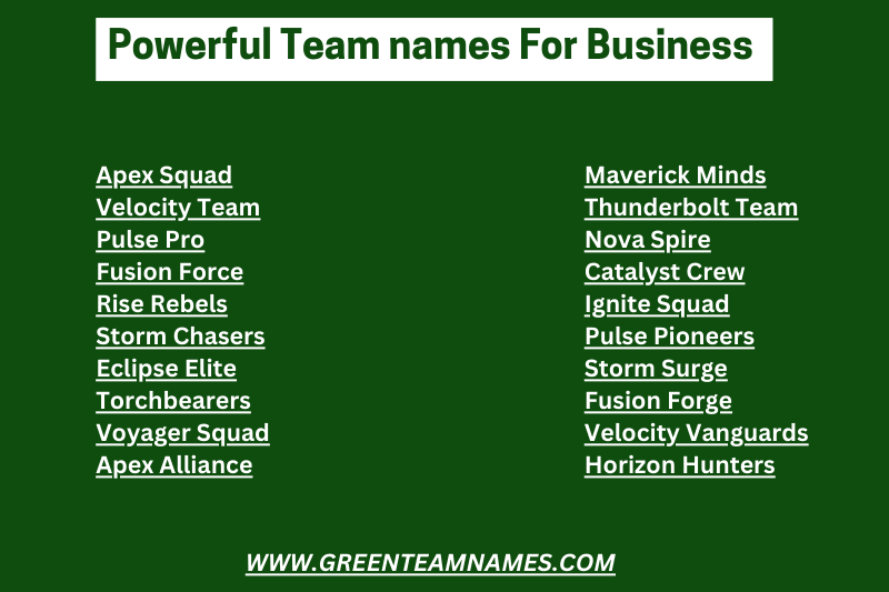 500 Powerful Team Names for Business Success