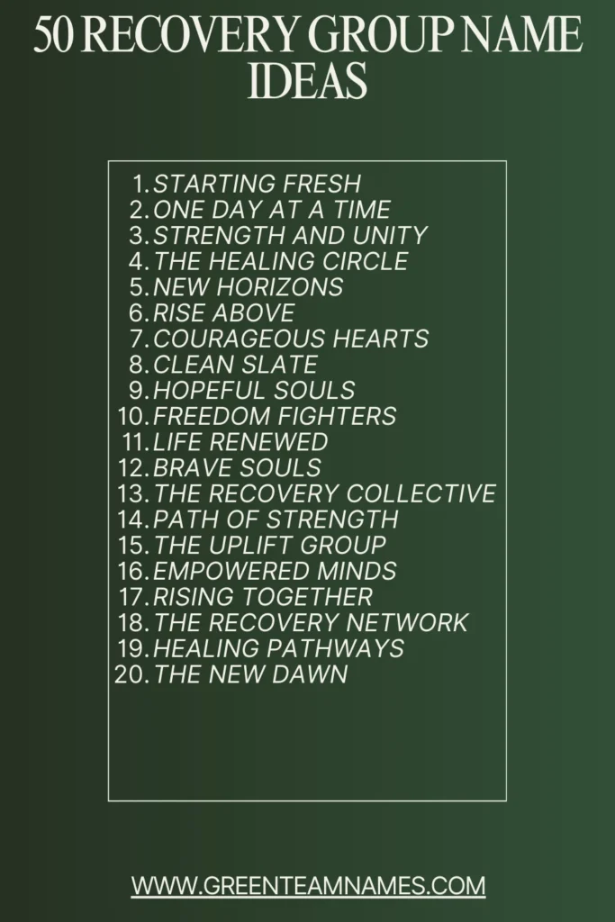 50 Recovery Group Name Ideas