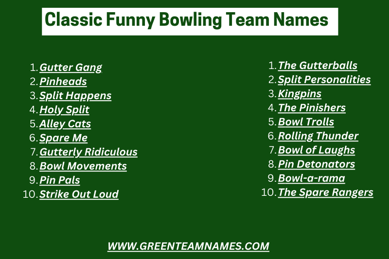 Classic Funny Bowling Team Names