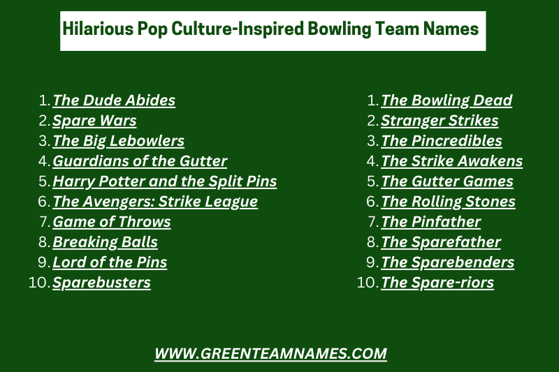 Hilarious Pop Culture-Inspired Bowling Team Names