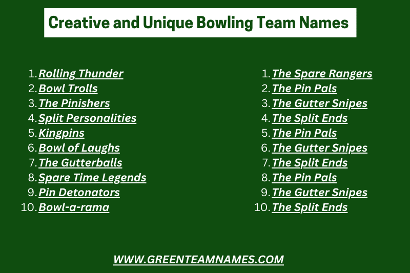 Creative and Unique Bowling Team Names